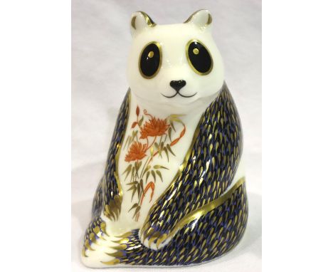 Royal Crown Derby Panda with gold stopper, H: 10 cm. No cracks, chips or visible restoration. P&amp;P Group 1 (£14+VAT for th