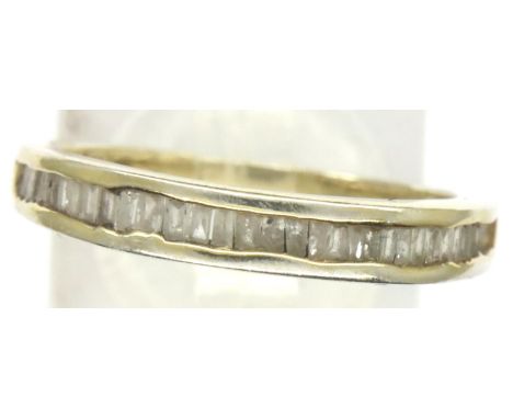 925 silver eternity ring with channel set white stones, stones test as diamonds, size P, 2.2g. P&amp;P Group 1 (£14+VAT for t