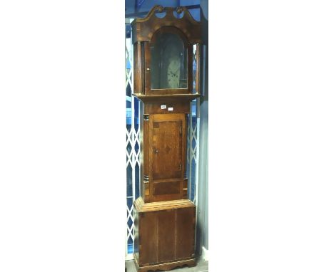19th century long case clock lacking movement and dial, for restoration, H: 210 cm. Not available for in-house P&amp;P, conta