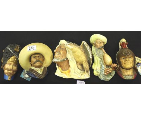 Five Bossons plaster wall masks, three still with tags. P&amp;P Group 3 (£25+VAT for the first lot and £5+VAT for subsequent 