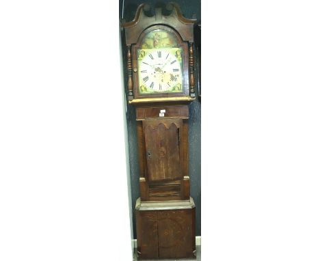 19th century long case clock, for restoration, lacking weight and pendulum, H: 217 cm. Not available for in-house P&amp;P, co