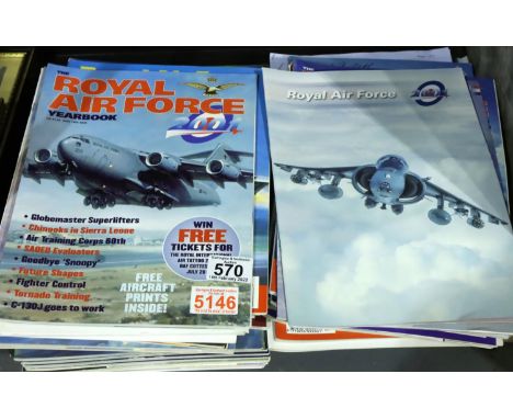 Shelf of RAF yearbooks including a signed Red Arrows 1991 booklet. Not available for in-house P&amp;P, contact Paul O'Hea at 