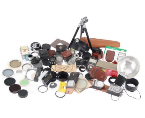 A Mixed Selection of Camera Accessories, to include light meters, projection lenses, a mini-tripod, &amp; more,
