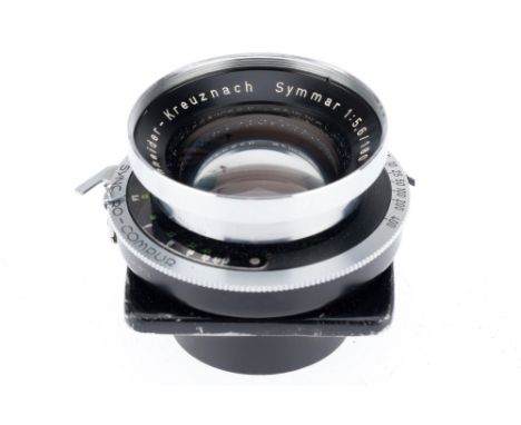 A Schneider-Kreuznach Xenar f/5.6 180mm Lens, chrome, barrel G, optics VG, in a lens board with Compur shutter, working but n