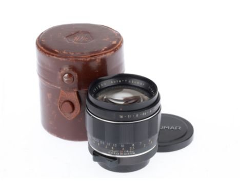 An Asahi auto-Takumar f/1.8 85mm Lens, black, barrel F, dent to filter ring, optics F with light haze and cleaning marks, wit