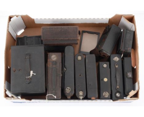 A Selection of Folding Cameras, to include a postcard hand and stand camera, a Teco Camera, a Butcher's Cameo, an Ensign Roll