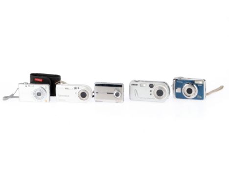 A Group of Ultra Compact Digital Cameras, comprising a Sony Cyber Shot P72, body G, powers up, takes a picture, a Sony Cyber 