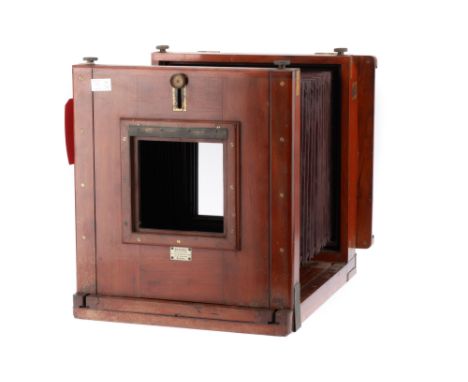 A Meagher 12x12 Inch Studio Camera Body, English, c. 1880, of robust mahogany and brass construction, no focussing screen, no