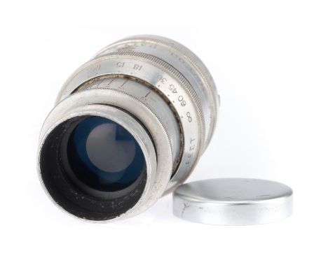 A Dallmeyer f/5.6 6 Inch Dallon Anastigmat Lens, chrome, serial number 367000, barrel F, optics F with light dust and periphe