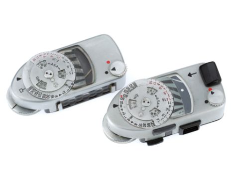 A Pair of Leica Exposure Meters comprising a Leica-Meter MR, and a Leica-Meter MC, both respond to light, bodies G.