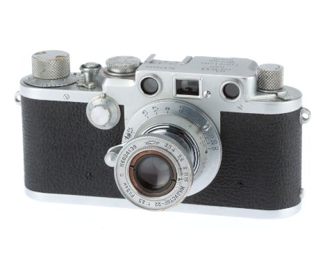 A Leica IIIf Rangefinder Camera, silver, serial number 629400, shutter speeds work, shutter curtains need attention, rangefin