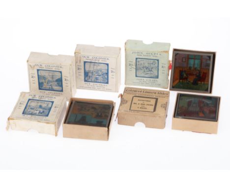 A Selection of Magic Lantern Slides, comprising three boxes of 8 slides "Our Colonies Junior Lecturers' Series" featuring Ind