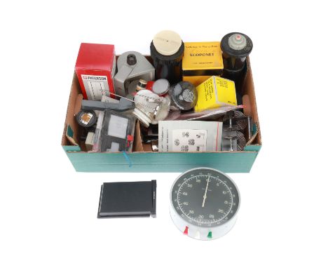 A Good Selection of Darkroom Tools &amp; Devices, to include a 120 steel spool winder, a 35mm steel spool winder, steel tanks