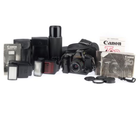 A Canon T90 35mm SLR Camera Outfit, comprising the T90, body VG, battery terminals show evidence of leakage, powers up, shutt