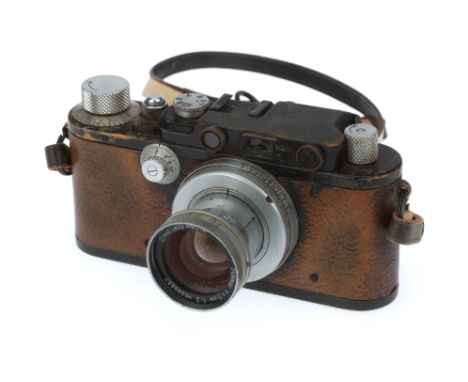 A Leica III Rangefinder Camera, black, serial no. 80349, with Leitz Summar f/2 50mm lens, chrome, serial no. 299257, body, F,