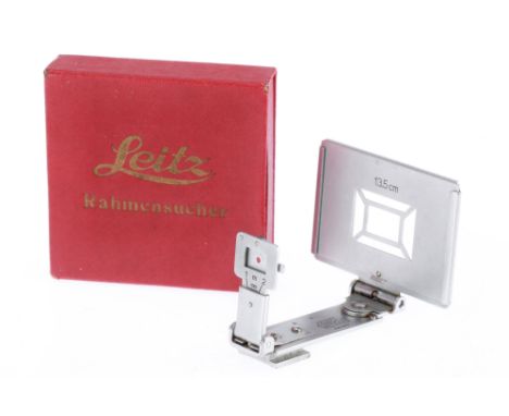 A Leitz Wetzlar Rahmensucher Shoe Mount Finder, adjustable for focal lengths from 3.5 to 13.5cm, in maker's box.