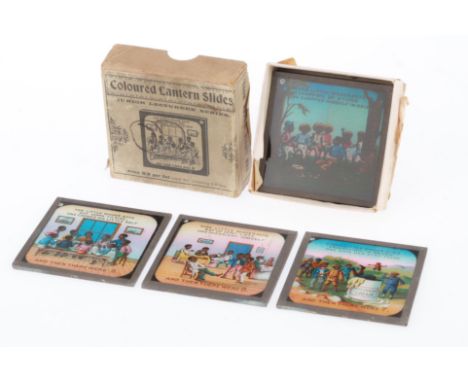 A Selection of Magic Lantern Slides, comprising a box of 8 slides Junior Lecturers' Series, story slides, all colour, G.