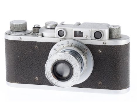 A FED 1b Rangefinder Camera, silver, c. 1936, serial number 27489, body G, shutter not working, rangefinder patch just visibl