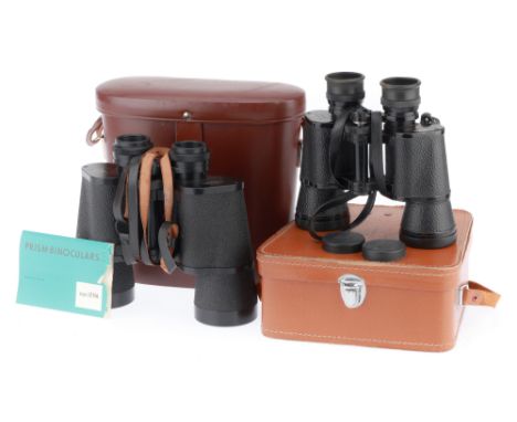 A Group of Binoculars, comprising a Carl Zeiss Jena Jenoptem 10x50W, body G, optics G, with case, G, and a Scope model 3814, 
