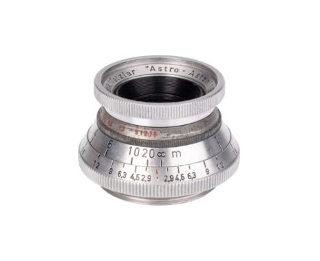 A Rau-Optik Astro-Astan f/2.9 47mm Lens, Vormbruck Feca 37mm mount, chrome, serial no. 10004, body, G-VG, elements, G-VG, som