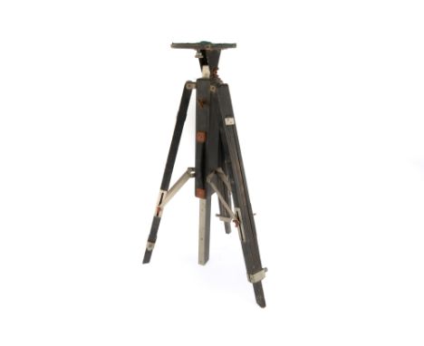 A Gandolfi Style Tripod, black, wooden, 68cm tall un-extended.