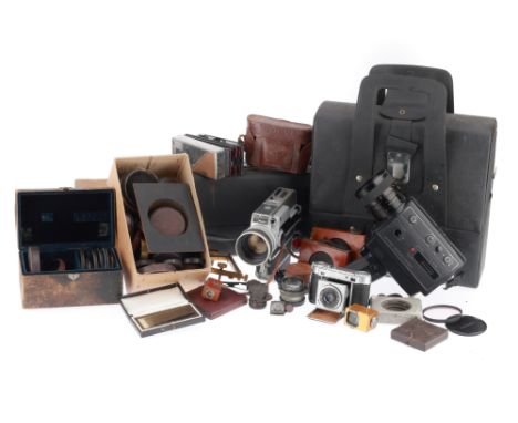 A Selection of Mixed Photographica, to include a Certo Dollina, body P, not working, leather lens caps, vintage coloured filt
