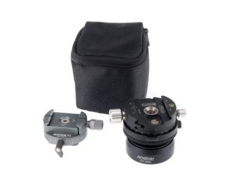 An Andoer DY-60A Tripod Ball Head, black, in VG condition, action is smooth, with a PAN-02 panning head attachment, also with