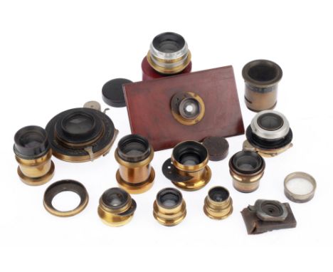 A Selection of Brass Lenses, to include a Thornton-Pickard Amber Rapid, barrel G, optics F, a Beck Wide Angle Rectilinear, an