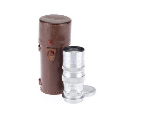 A Seiki-Kogaku Serenar f/4 13.5cm Lens, chrome, serial number 4132, barrel G-VG, screw mount, optics G, very light haze, with