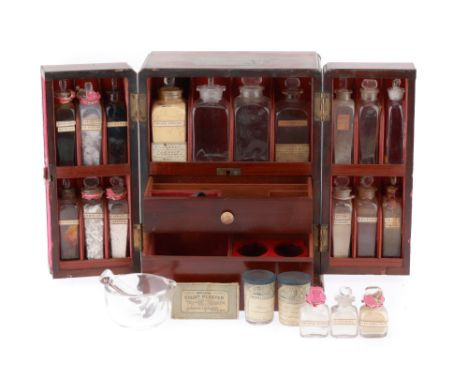 19th Century Domestic Medicine Chest, English, c.1860, unsigned but bottles with labels for 'E Smeeton, From Hudsons, Hay Mar