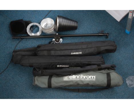 A Selection of Elinchrom Studio Stands &amp; Modifiers, to include a large softbox in case, 2x light stands in case, 1x light
