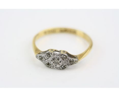 Diamond 18ct yellow gold and platinum set cocktail ring, circa 1930s, six small eight cut and rose cut diamonds, illusions se