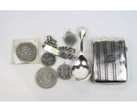 George IV silver caddy spoon, fiddle pattern, initialled terminal, makers Charles Boyton I, London 1830, together with a silv