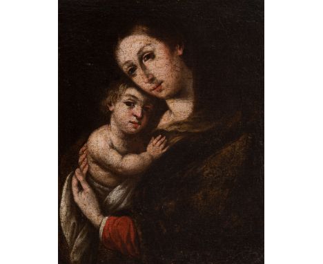 Andalusian school of the late 17th century."Virgin of the Refuge".Oil on canvas. Re-coloured.It presents damages and repainti