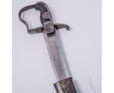 A 1796 pattern Light Cavalry sabre, 82.5cm curved blade, stamped to the top edge 1831.33, with metal scabbard stamped R.A.M.7