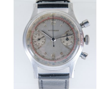 Wittnauer - A gentleman's stainless steel chronograph, circa 1960's, silvered dial with gilt Arabic 12 and 6 numerals, square