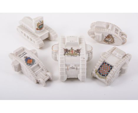 Grafton china model of a Whippet tank, bearing the Arms of Poole, 12cm; another Grafton model of a tank 'HMS Landship', beari
