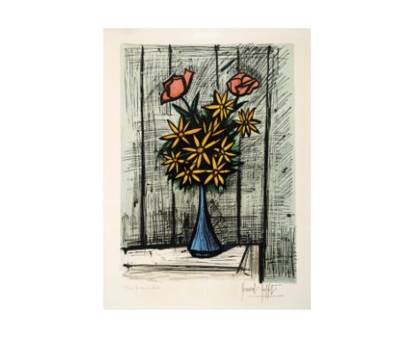 BERNARD BUFFET (1928-1999)Bouquet de marguerites aux deux roses, 1981 (Sorlier, 359)Lithographie en couleurs sur ArchesSignée