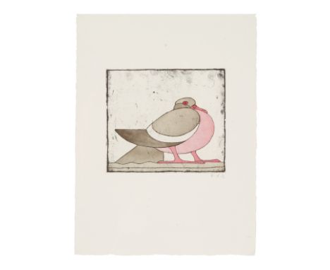 FRANÇOIS-XAVIER LALANNE (1927-2008)Le pigeon, 2004 Lithographie et linogravure en couleurs sur Buvard de feutre de laine embo