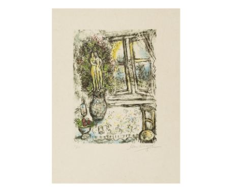 MARC CHAGALL (1887-1985)La fenêtre entrouverte, 1975 (Mourlot, 738)Lithographie en couleurs sur Japon nacré Signée et numérot