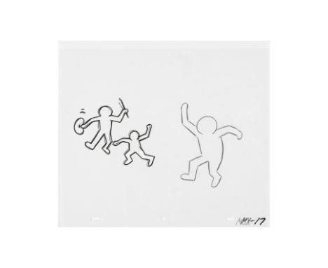 D'APRES KEITH  HARING (1958-1990)Sesame Street Break-Dancers animation drawing, 1987 Sérigraphie et marker sur rhodoïd Illust