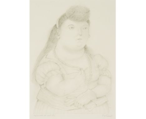 FERNANDO BOTERO (1932-2023)Mujer con collar de perlas, 1980 Lithographie sur papier vélinSignée et annoté 'épreuve d'artiste'