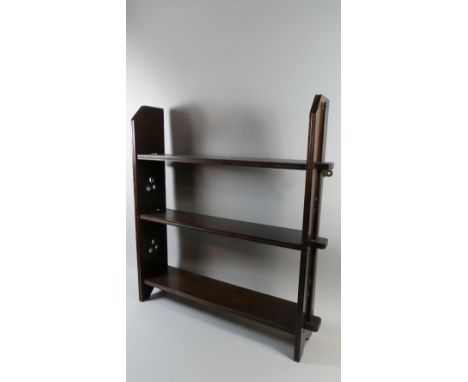 An Edwardian Wall Hanging Three Shelf Unit with Pierced Sides, 91cm Widew