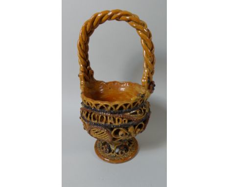 An Italian Ceramic Reticulated Basket Vase, Ricordo (I Remember), 28cm high