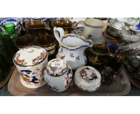 A Collection of Ceramics to Include Ginger Jar, Circular Lidded Containers Together with Ashworth Jug, Copper Lustre Wares et