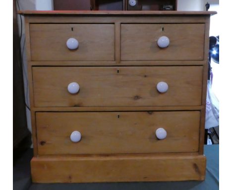 A Pine Chest of Two Short and Two Long Drawers with Ceramic Handles, 90cm WIde