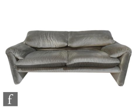 Vico Magistretti - A Maralunga two seater sofa in green fabric, width 160cm. 