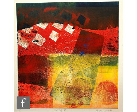 Carolyn Genders (Born 1957) – 'Hot Stuff II', monoprint, signed in pencil, numbered 1/1, framed 31cm x 29cm, frame size 56.5c