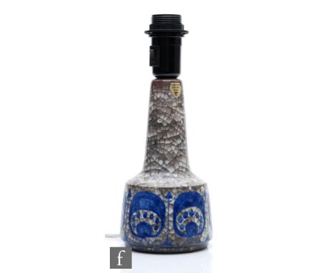 Marianne Starck - Michael Andersen and Son - A mid 20th Century lamp base, with a band of blue peacock feather eyes against a