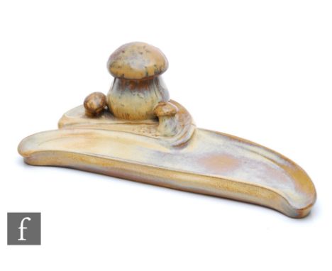 Alphonse Cytere - Rambervillers - An early 20th Century French Art Nouveau inkwell and pen tray formed as three mushrooms, wi